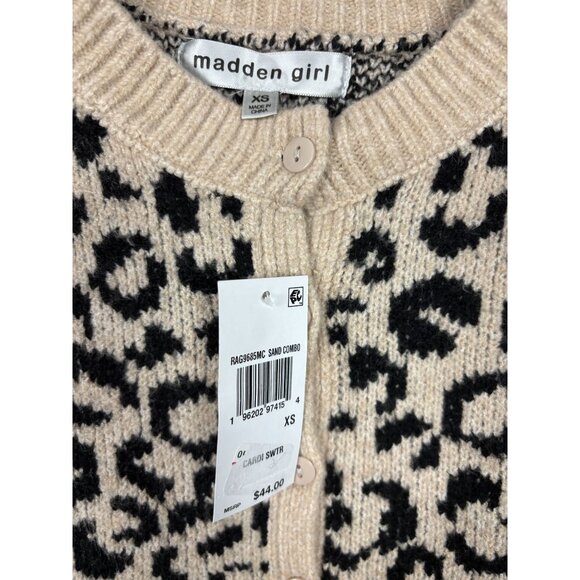 Madden Girl Juniors' XS Leopard Print Cardigan Sweater Button Front Multi NWT's - Picture 6 of 8